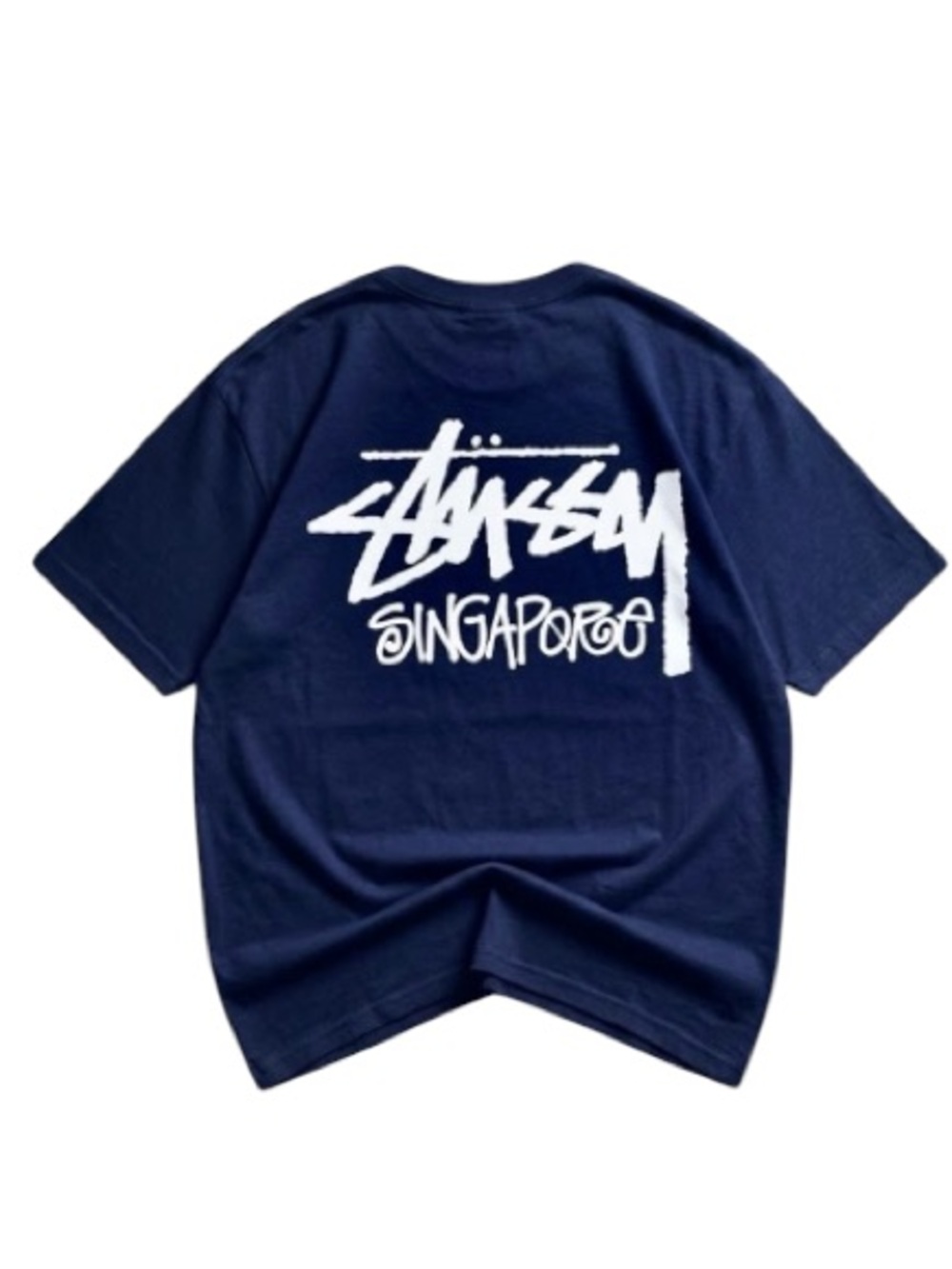 🆕 STUSSY Singapore T Shirt Medium Navy Blue NWOT Unisex